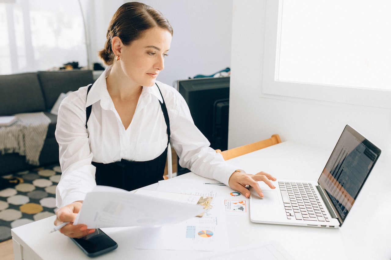 A woman working